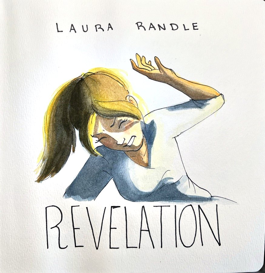 The book's cover: the words Laura Randle and Revelation hand-lettered around a woman lying back with her arm across her eyes.